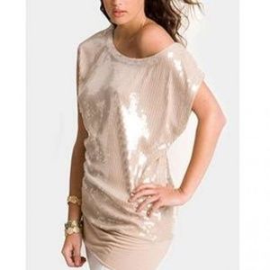 Marciano Celine Sequin Tunic Dress. Gray Color.